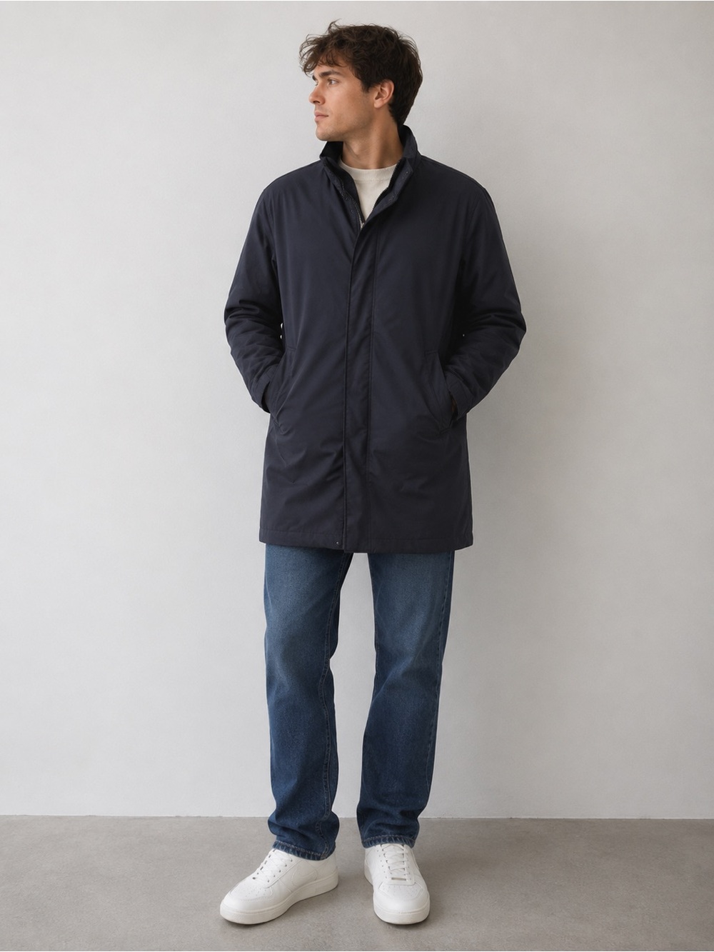 Banana Republic Cotton Filled Full Zip Jacket Preppy Navy Men’s XL
